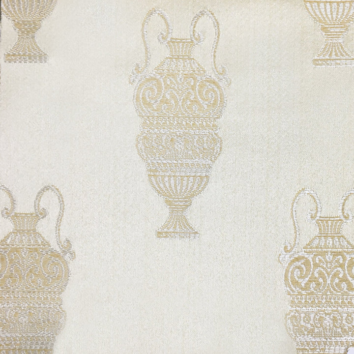NEMAL Ivory Beige Porcelain Jars Jacquard Brocade Fabric - Classic & Modern