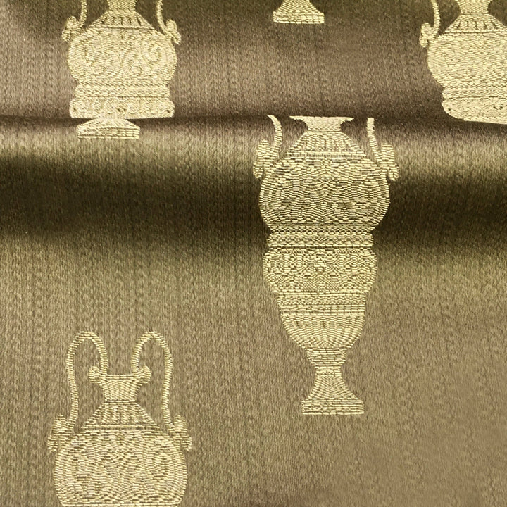 NEMAL Olive Gold Porcelain Jars Jacquard Brocade Fabric - Classic & Modern