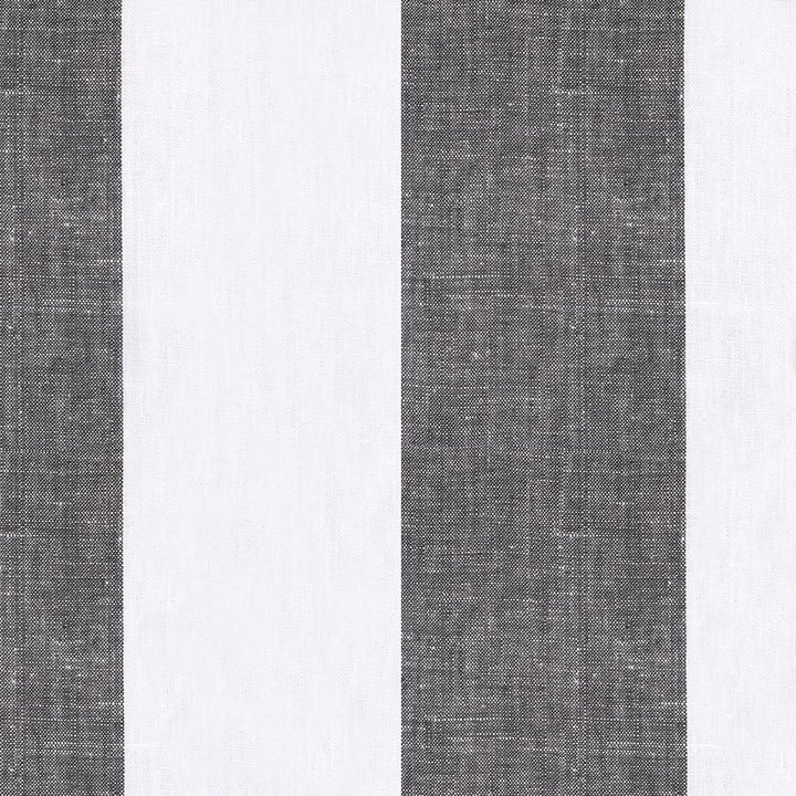 Newport 100% Linen Large Stripe Black Fabric - Classic & Modern