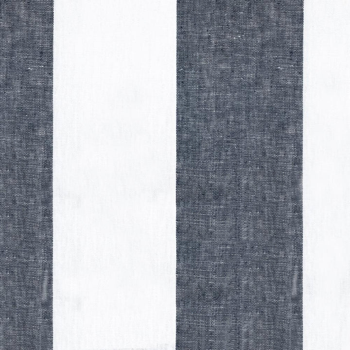 Newport 100% Linen Large Stripe Navy Blue Fabric - Classic & Modern