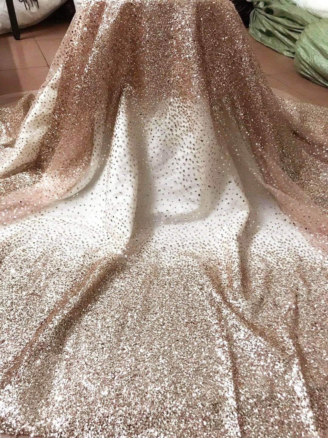 OLIVIA Gradient Rose Gold Dusty Pink on Brown Tan Mesh Ground Glitter Embroidery Mesh Lace Dress Fabric / Sold by the yard OLIVIA Gradient Rose Gold Dusty Pink on Brown Tan Mesh Ground Glitter Embroidery Mesh Lace Dress Fabric / Sold by the yard