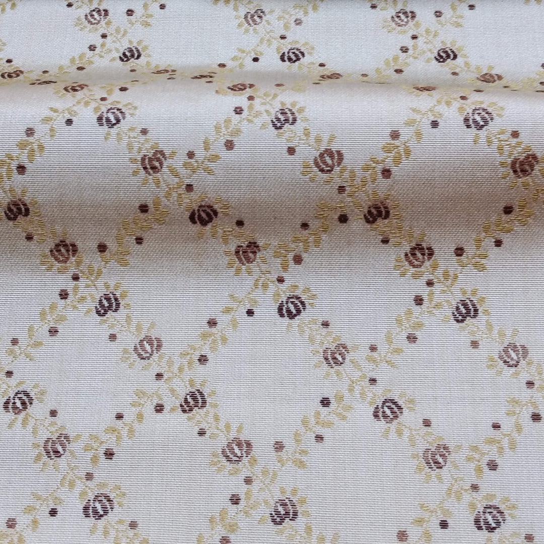OTELLO Brown Beige Floral Diamond Woven Jacquard Brocade Fabric - Classic & Modern