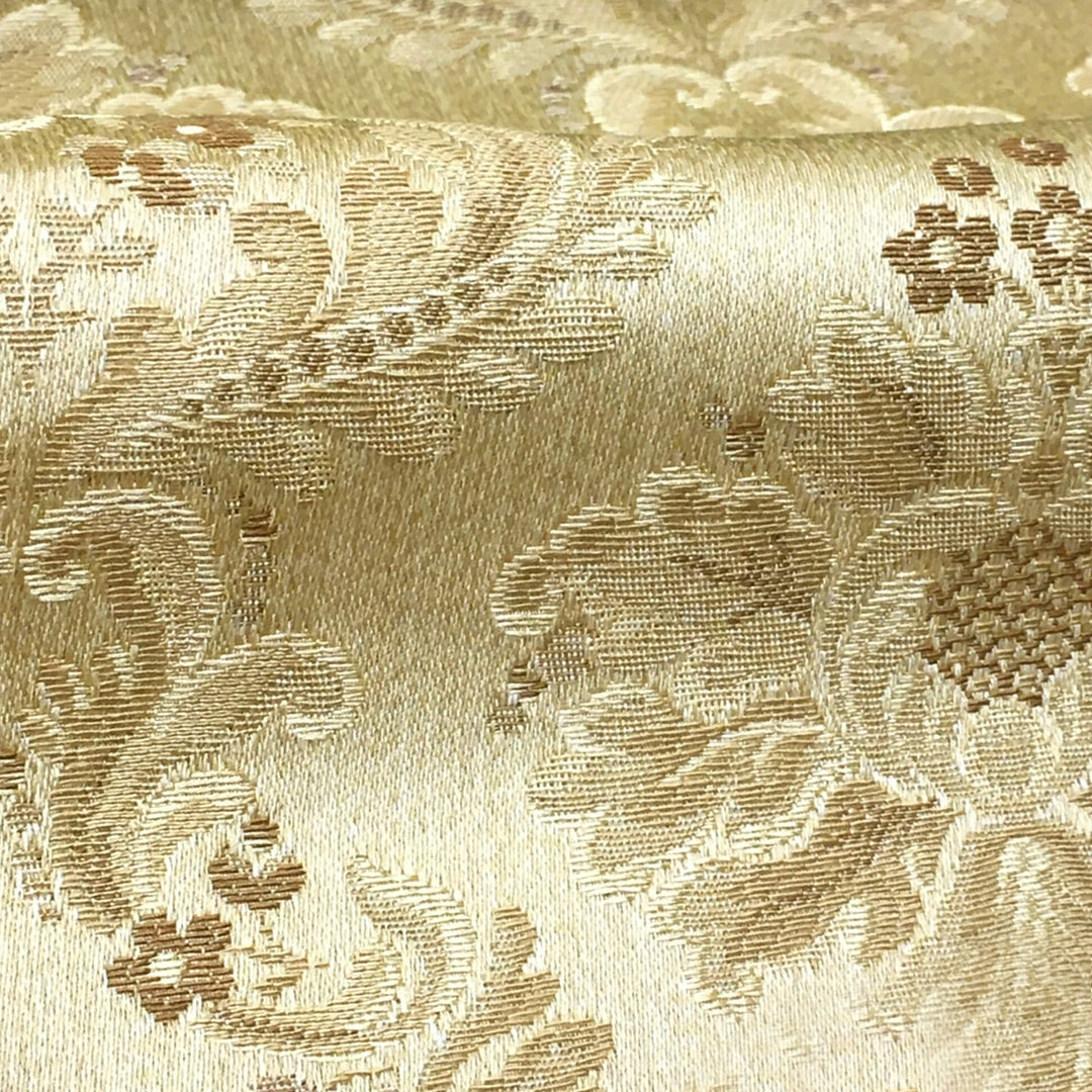 PALERMO Gold Brown Gold Floral Damask Brocade Jacquard Fabric - Classic & Modern
