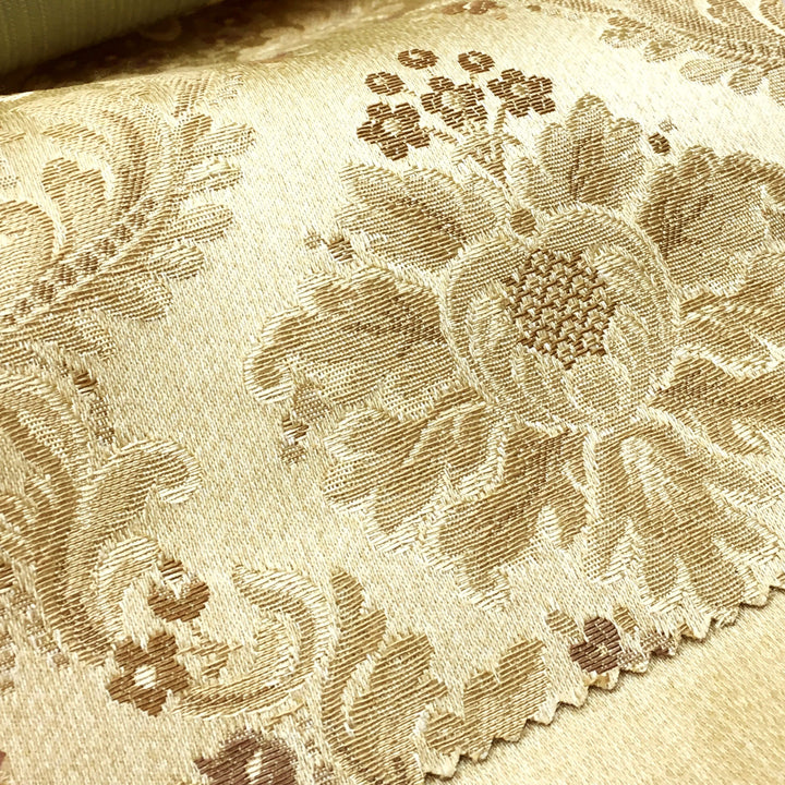 PALERMO Gold Brown Gold Floral Damask Brocade Jacquard Fabric - Classic & Modern