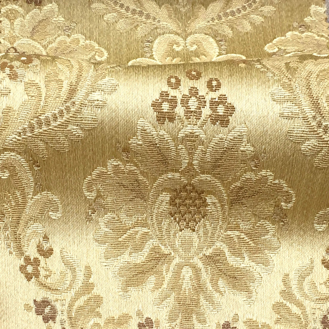 PALERMO Gold Brown Gold Floral Damask Brocade Jacquard Fabric