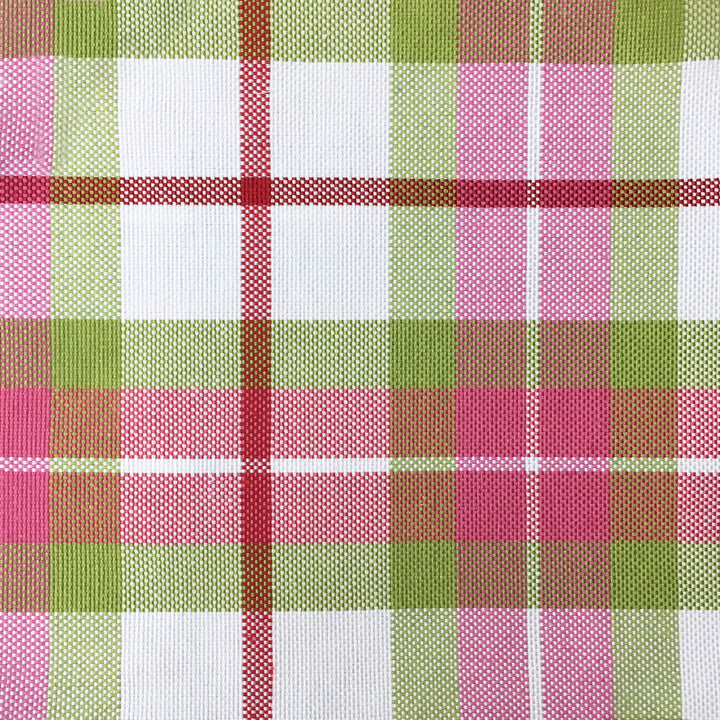 Pink Green Check Plaid Canvas Fabric - Classic & Modern