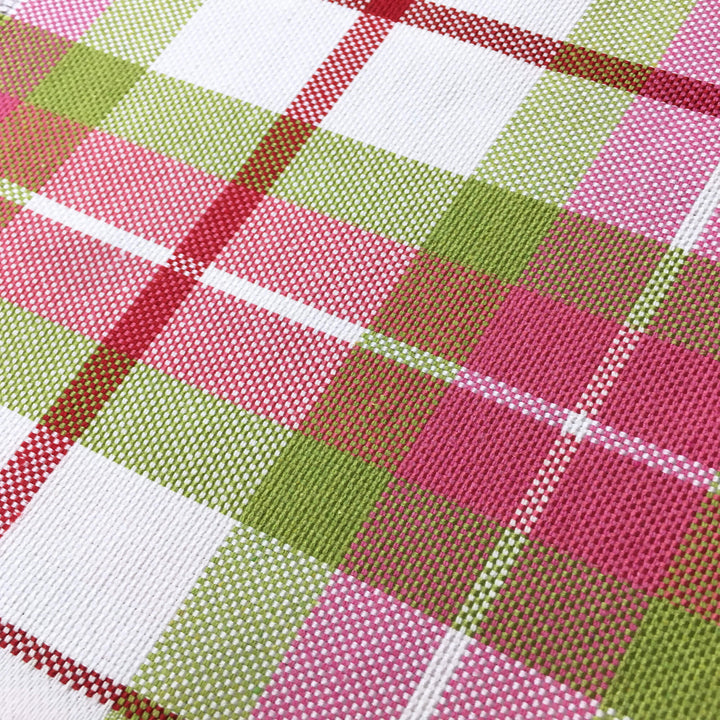 Pink Green Check Plaid Canvas Fabric - Classic & Modern