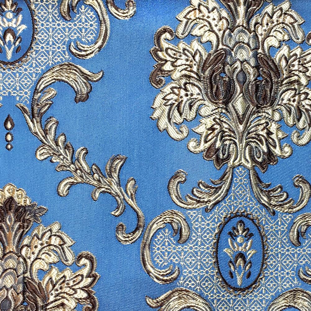Provence Signature Large Damask Jacquard Blue Brown Fabric - Classic & Modern