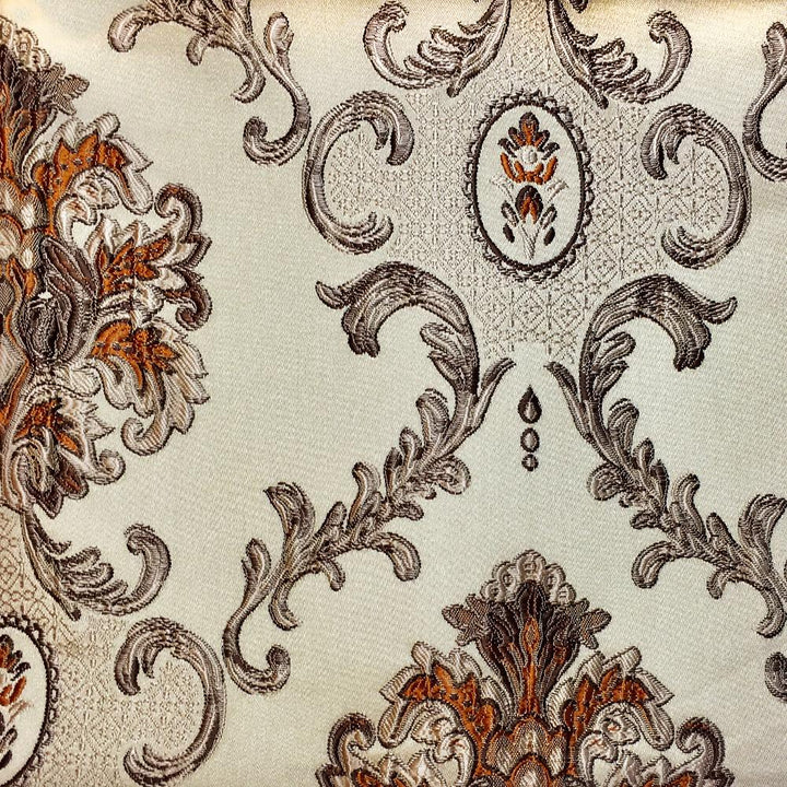 Provence Signature Large Damask Jacquard Gold Brown Fabric - Classic & Modern