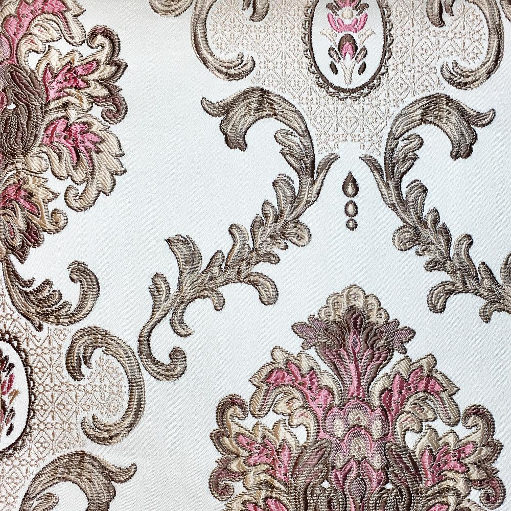 Provence Signature Large Damask Jacquard Pink Brown Fabric - Classic & Modern