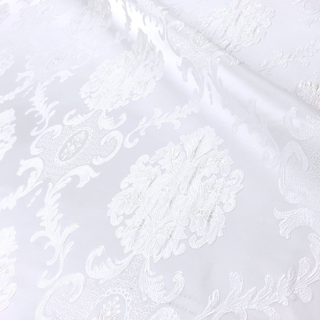 Provence Signature Large Damask Jacquard White Fabric - Classic & Modern