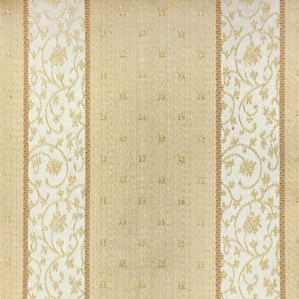 ROMA Gold Ivory Striped Dots Brocade Jacquard Fabric - Classic & Modern
