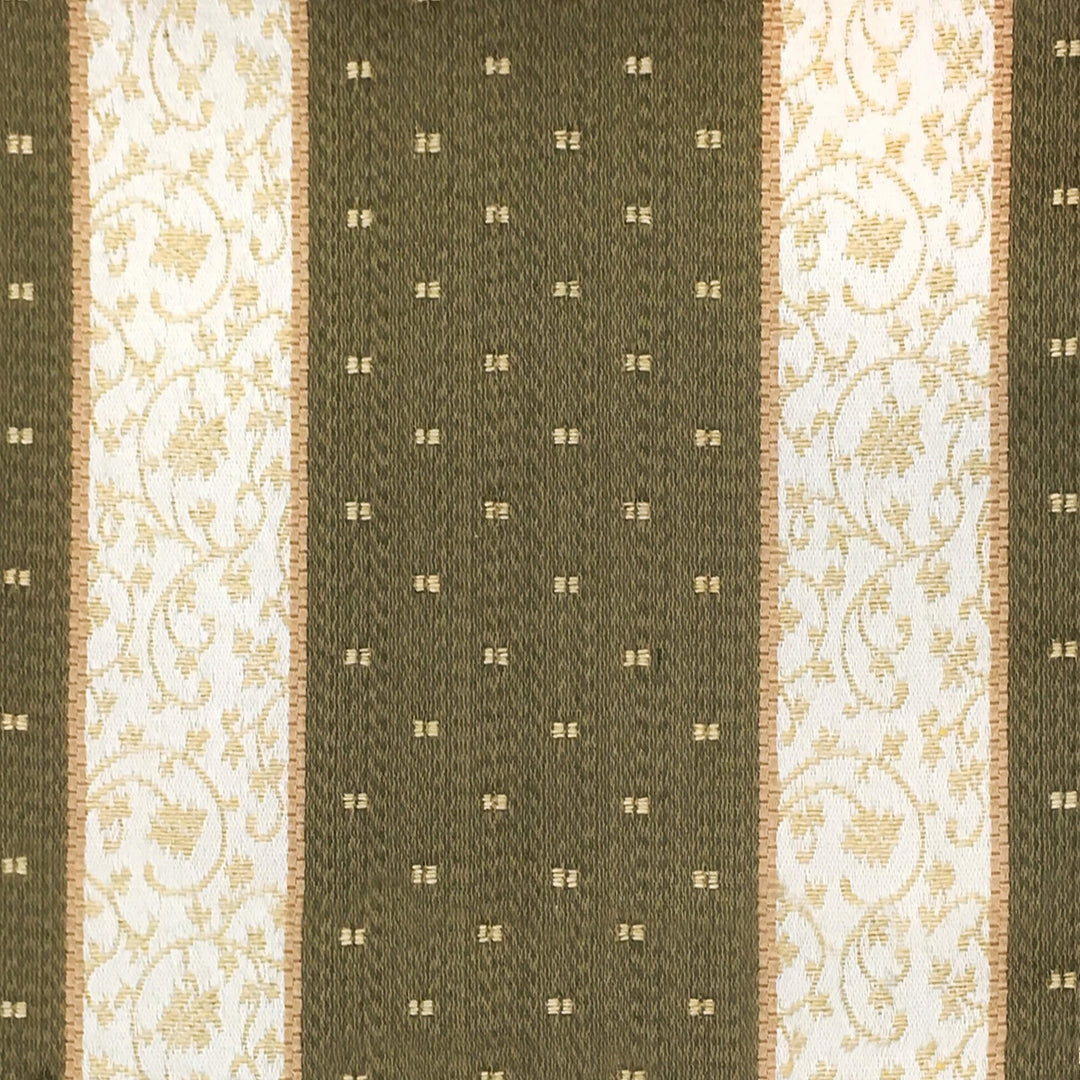 ROMA Olive Gold Striped Dots Brocade Jacquard Fabric - Classic & Modern