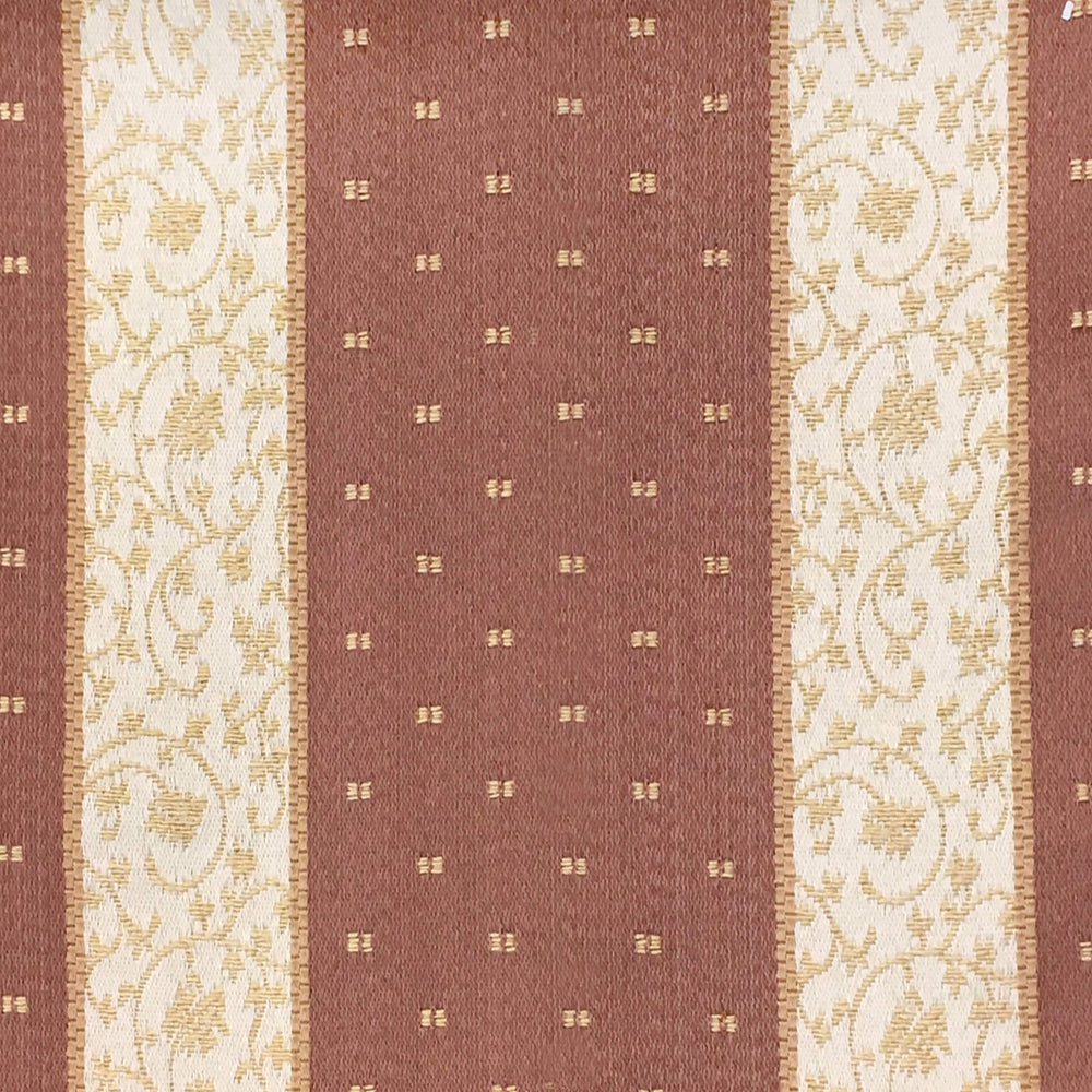 ROMA Plum Brown Gold Striped Dots Brocade Jacquard Fabric - Classic & Modern