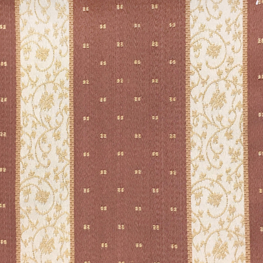 ROMA Plum Brown Gold Striped Dots Brocade Jacquard Fabric - Classic & Modern