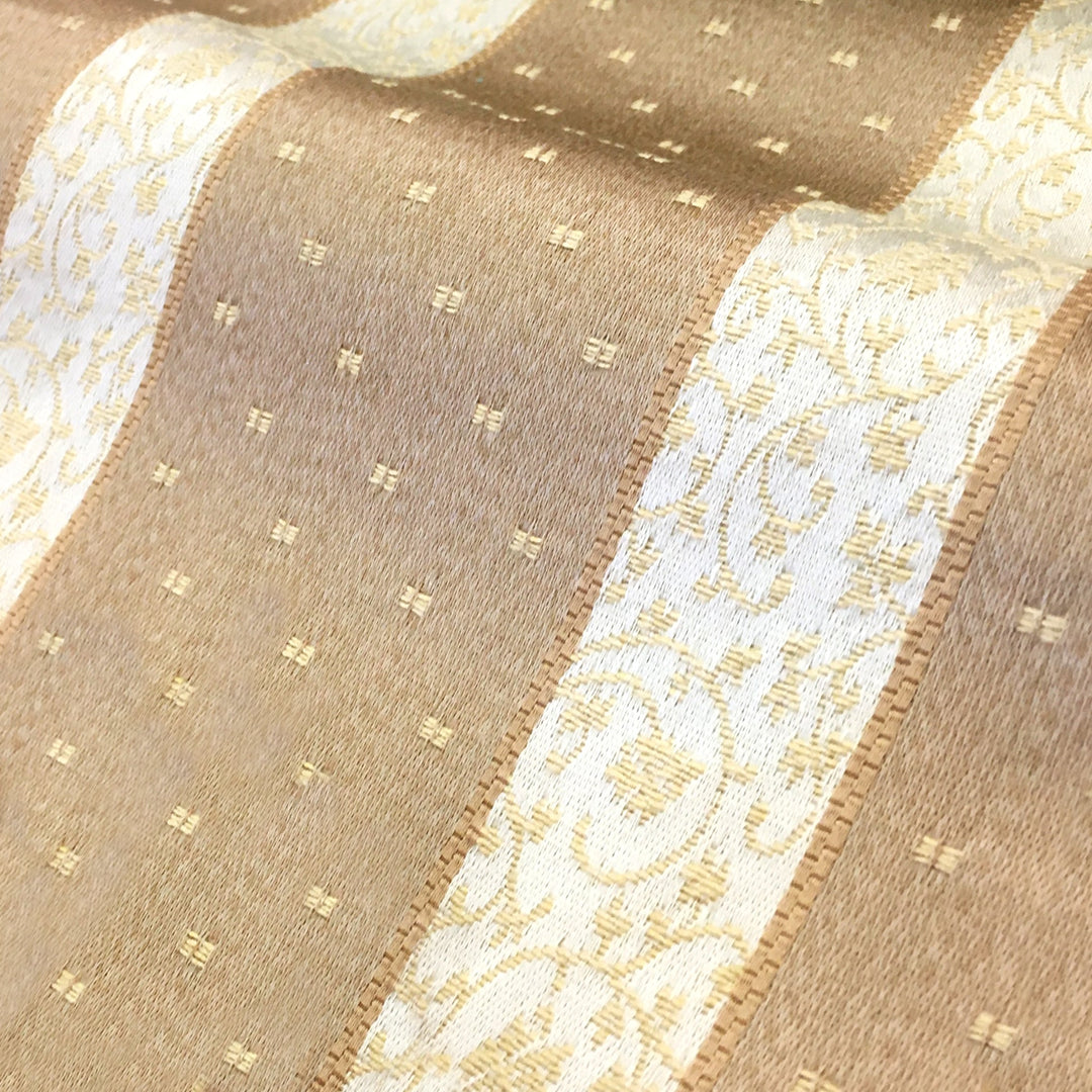 ROMA Vintage Gold Striped Dots Brocade Jacquard Fabric - Classic & Modern