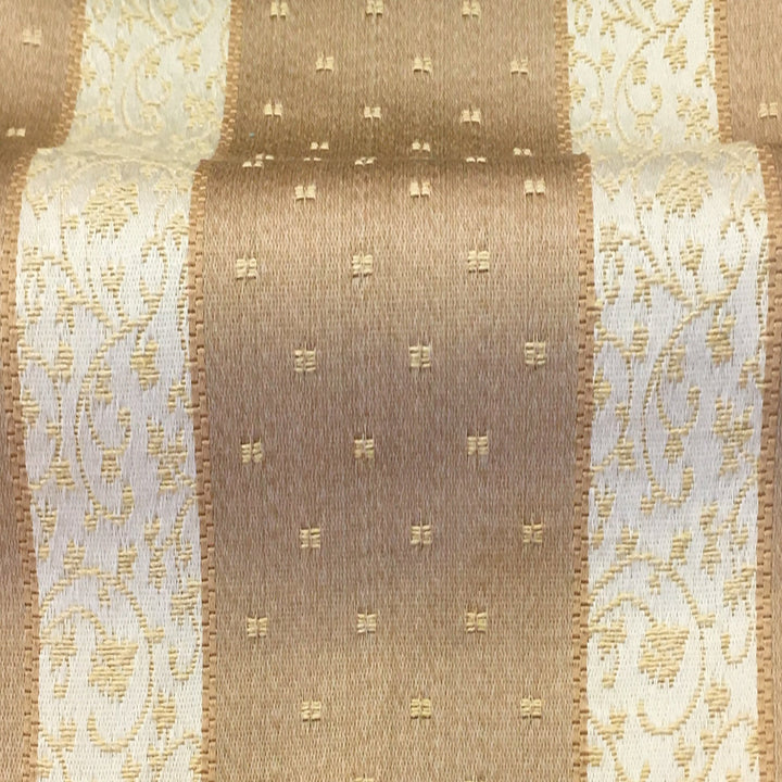 ROMA Vintage Gold Striped Dots Brocade Jacquard Fabric - Classic & Modern