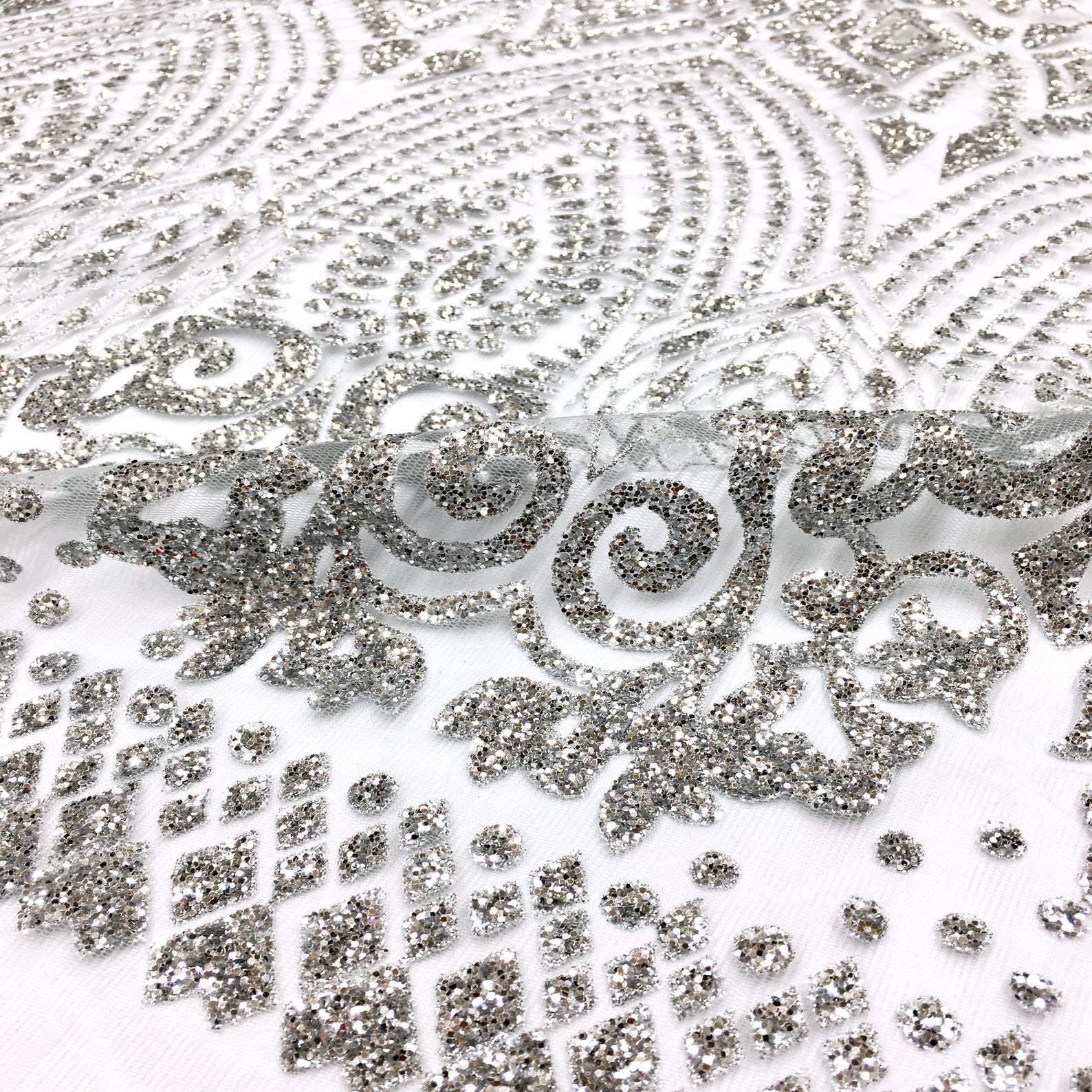 Silver deals lace fabric