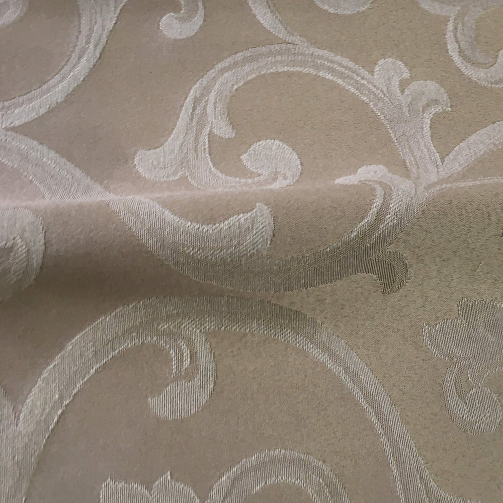 Scroll Brown Gold Swirl Jacquard Fabric - Classic & Modern