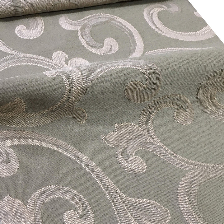 Scroll Grey Brown Swirl Jacquard Fabric - Classic & Modern