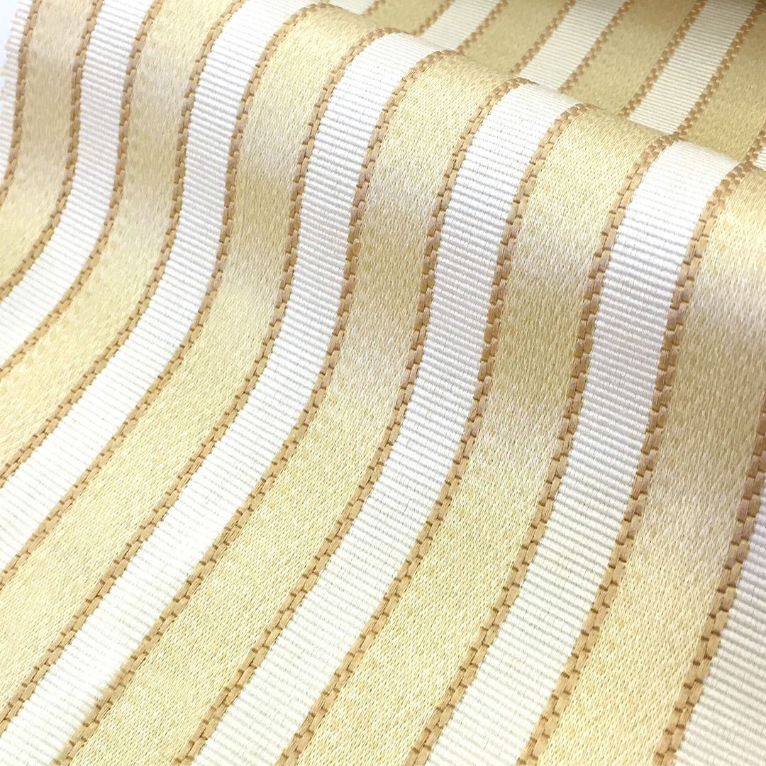 SICILY Bright Gold Ivory Striped Jacquard Fabric - Classic Modern Fabrics