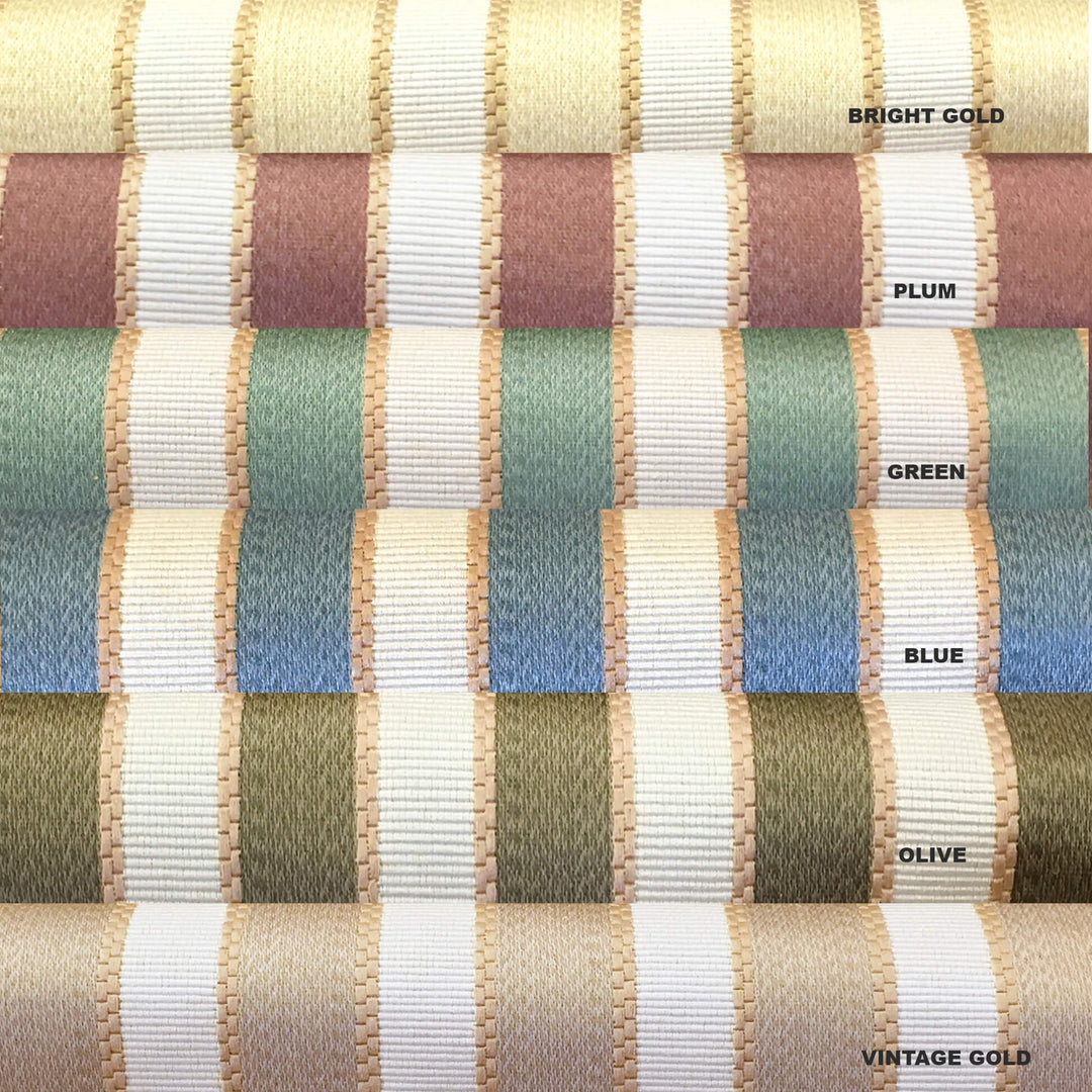 SICILY Green Ivory Striped Jacquard Fabric - Classic Modern Fabrics