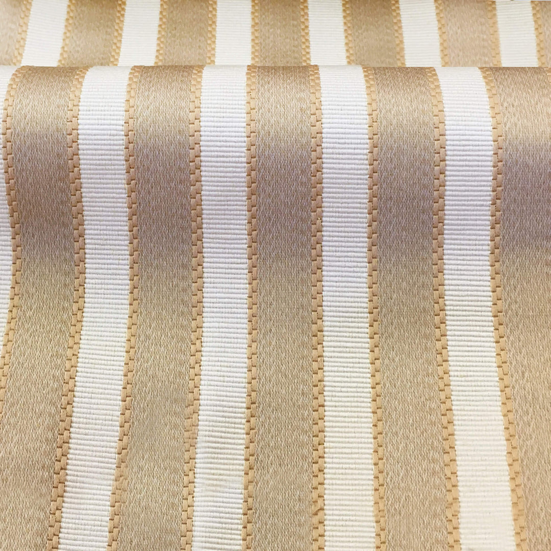 SICILY Vintage Gold Ivory Striped Jacquard Fabric - Classic Modern Fabrics