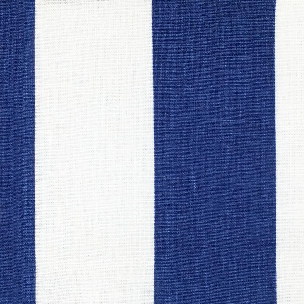 Stafford 100% Wide Linen Stripe Blue White Fabric - Classic & Modern