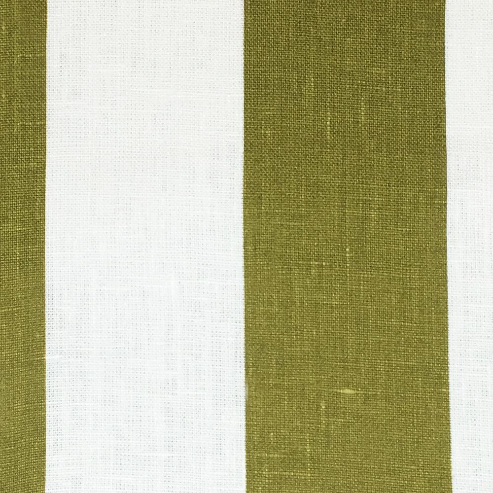 Stafford 100% Wide Linen Stripe Green White Fabric - Classic & Modern