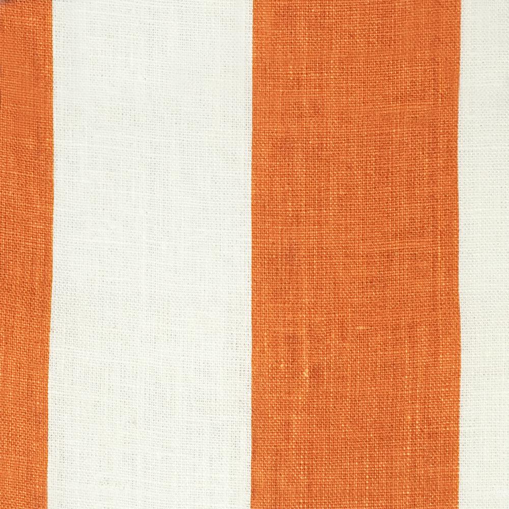 Stafford 100% Wide Linen Stripe Orange White Fabric - Classic & Modern