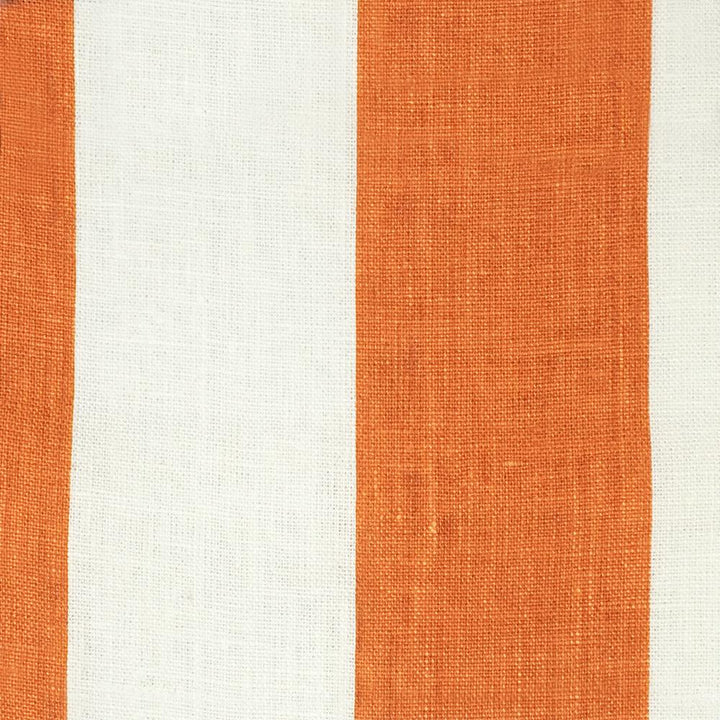 Stafford 100% Wide Linen Stripe Orange White Fabric - Classic & Modern