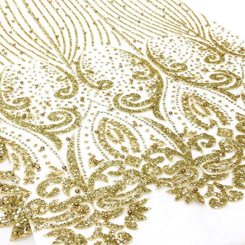 Gold/ Gold Glitter Tulle Fabric