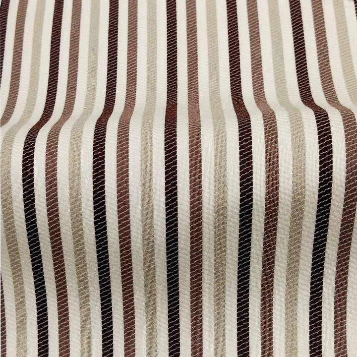 SUN Outdoor Brown Ivory Striped Woven Heavy Duty Upholstery Fabric - Classic & Modern