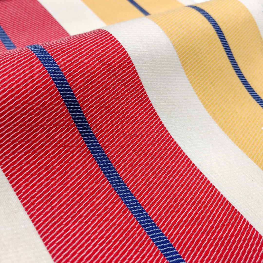 SUN Outdoor Red Yellow Striped Woven Heavy Duty Upholstery Fabric - Classic & Modern