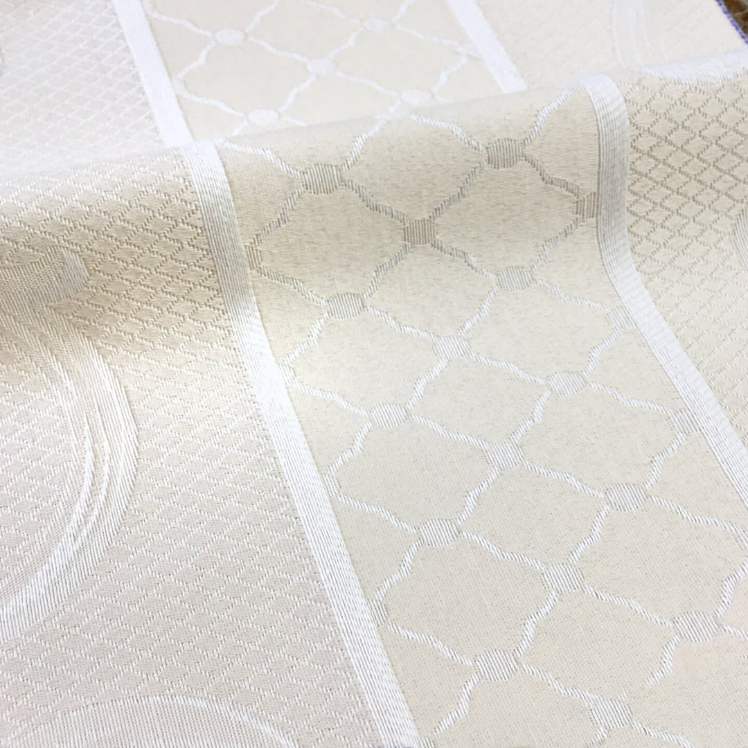 Truno Beige Ivory Striped Swirl Jacquard Fabric - Classic & Modern