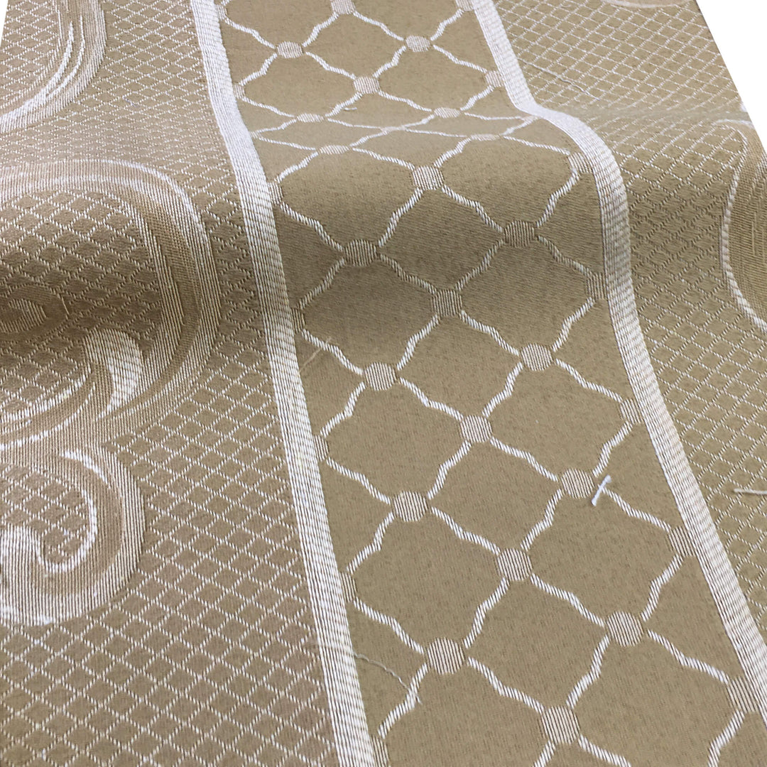 Truno Brown Gold Striped Swirl Jacquard Fabric - Classic & Modern