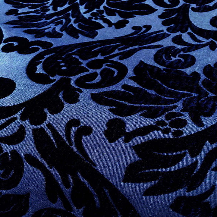 Royal Navy Blue Velvet Damask Fabric - Classic Modern Fabrics