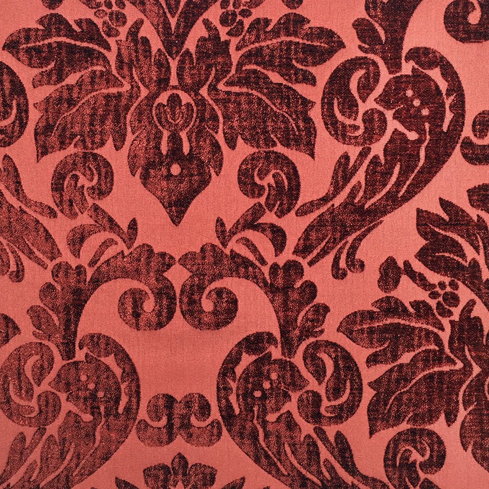 Terra Cotta Crimson Red Velvet Damask Tone on Tone Fabric - Classic Modern Fabrics