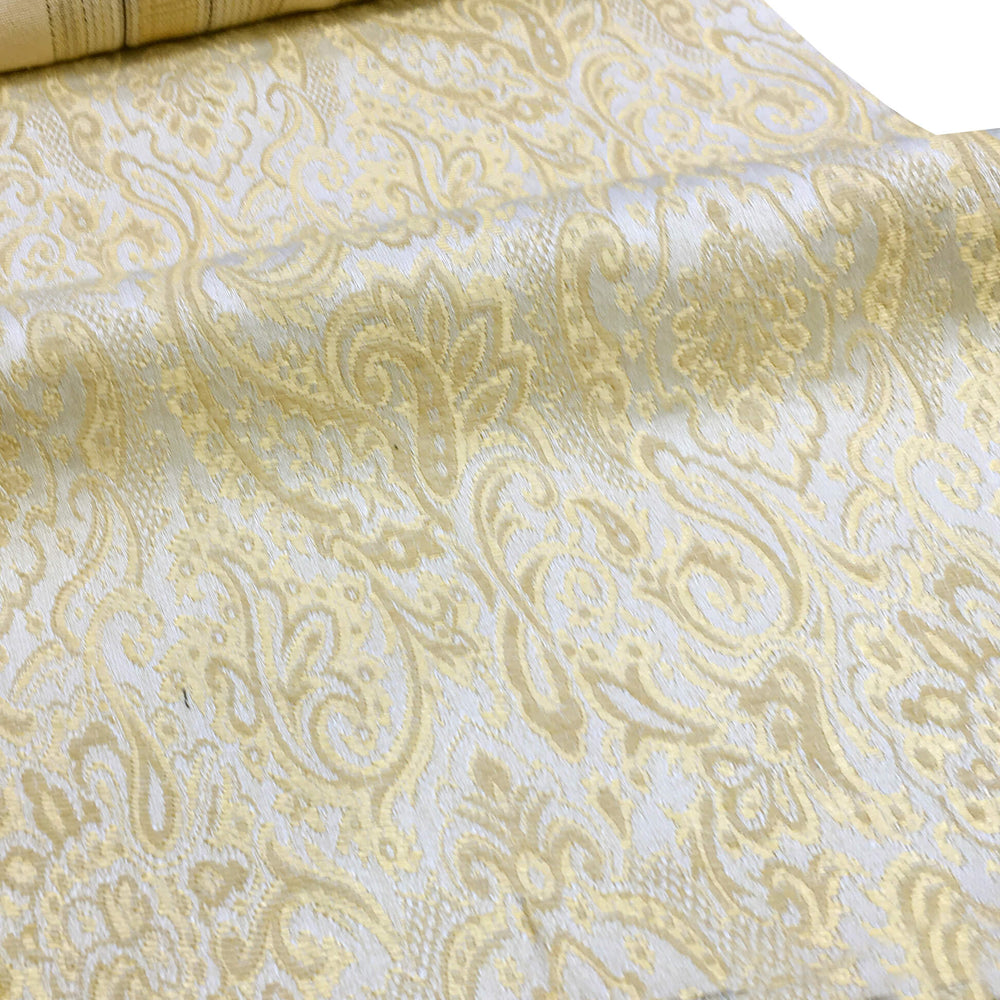 VERDI Ivory Gold Regal Damask Jacquard Brocade Fabric - Classic & Modern