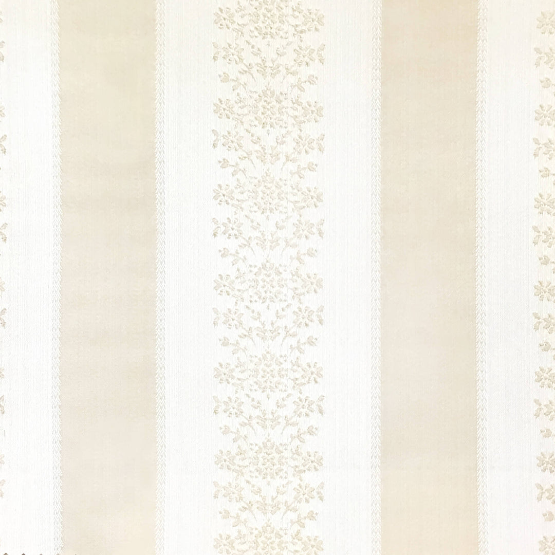 Villanova Beige Floral Stripe Jacquard Brocade Fabric - Classic & Modern