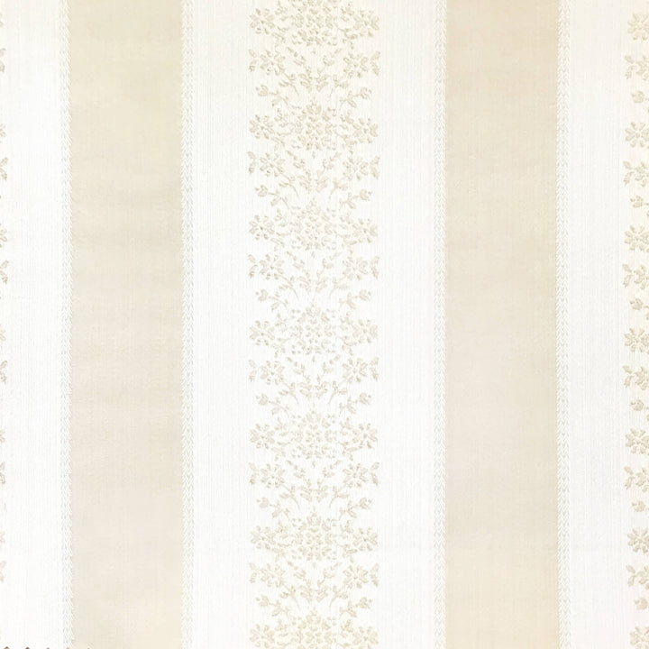 Villanova Beige Floral Stripe Jacquard Brocade Fabric - Classic & Modern