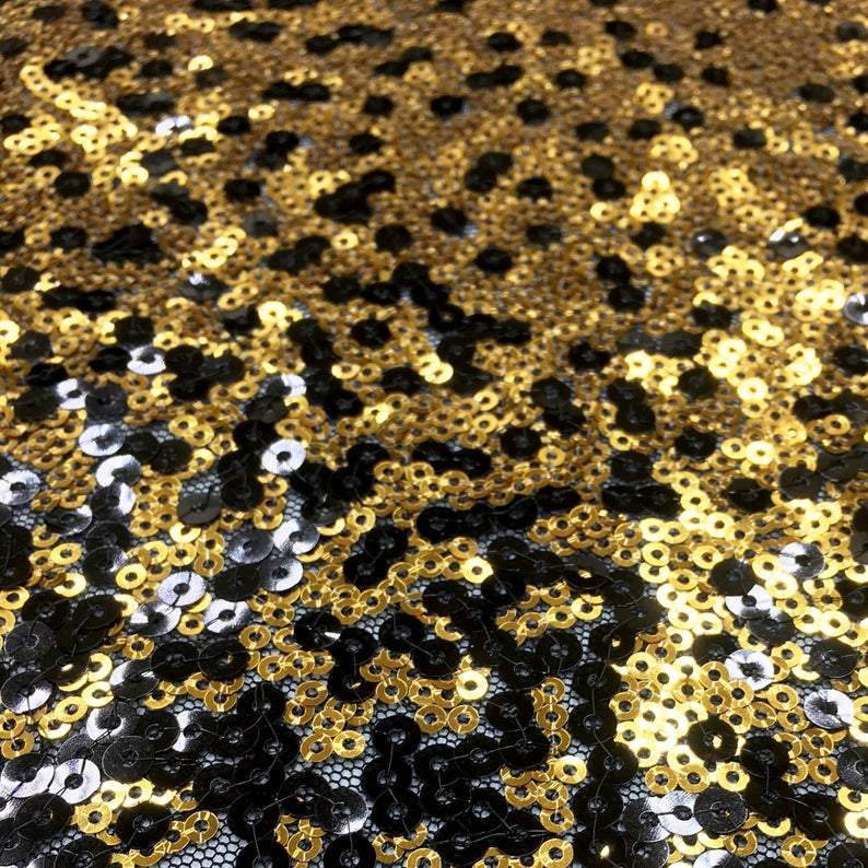 Vivaldi GOLD BLACK Rose Floral Pattern Full Sequin Tulle Mesh Lace / F ...